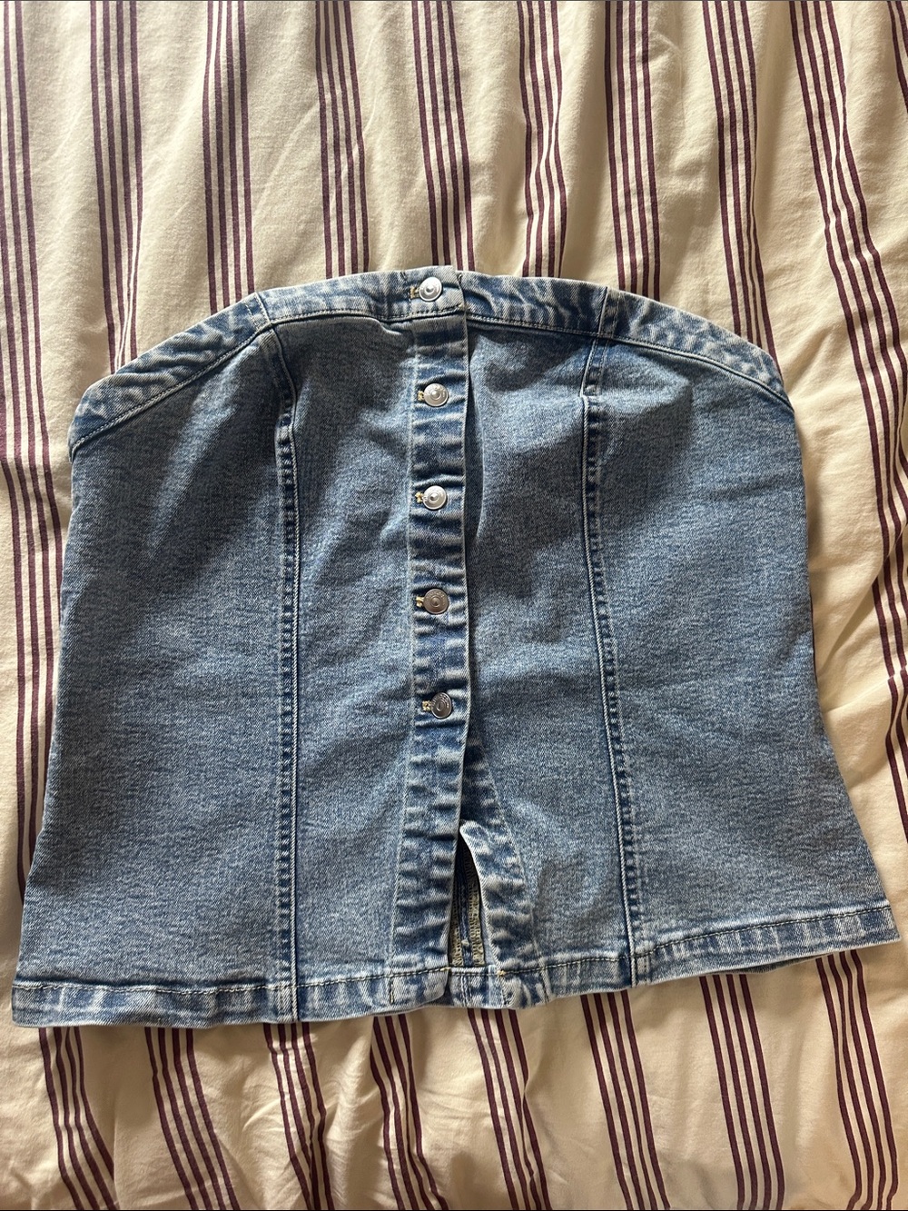 H&M Blue Denim Button-Front Strapless Top